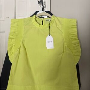 English Factory Women's Lime Ruffle Sleeve Blouse